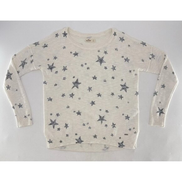 Hollister Women’s Star Print Cream Knit Sweater Size Small, Preppy, Y2K‎ Vibes - Picture 3 of 13